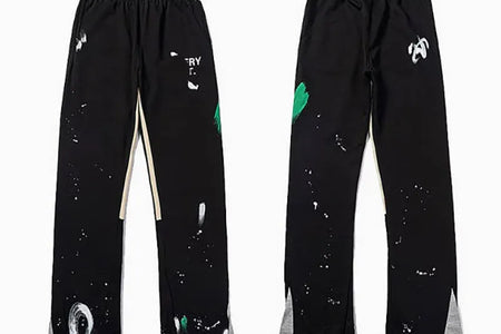 Men'S Designer Spring Graffiti-Print Sports Trousers: Letter-Print, Colour-Blocked, Drawstring, Splash-Paint Street Style