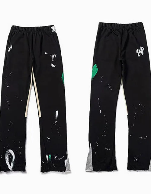 Load image into Gallery viewer, Men'S Designer Spring Graffiti-Print Sports Trousers: Letter-Print, Colour-Blocked, Drawstring, Splash-Paint Street Style
