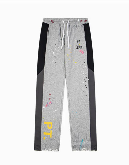 Load image into Gallery viewer, Men'S Designer Spring Graffiti-Print Sports Trousers: Letter-Print, Colour-Blocked, Drawstring, Splash-Paint Street Style
