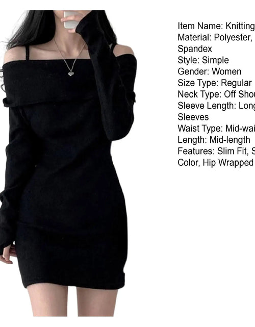 Load image into Gallery viewer, Womens Dresses Spring Fashion Cold Shoulder Lantern Sleeve Casual Plain Long Sleeve Daily Mini Knit Sweater Dress Woman Clothing
