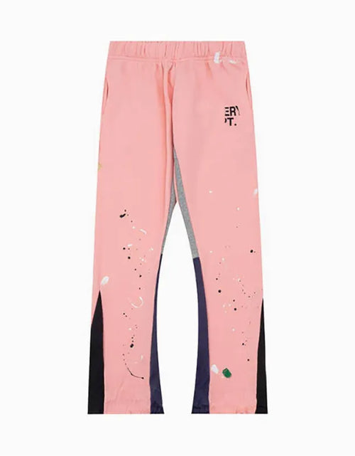 Load image into Gallery viewer, Men'S Designer Spring Graffiti-Print Sports Trousers: Letter-Print, Colour-Blocked, Drawstring, Splash-Paint Street Style
