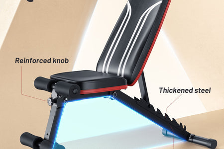 Adjustable Folding Weight Bench for Home Gym, Includes Resistance Bands