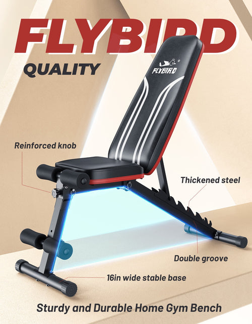 Load image into Gallery viewer, Adjustable Folding Weight Bench for Home Gym, Includes Resistance Bands
