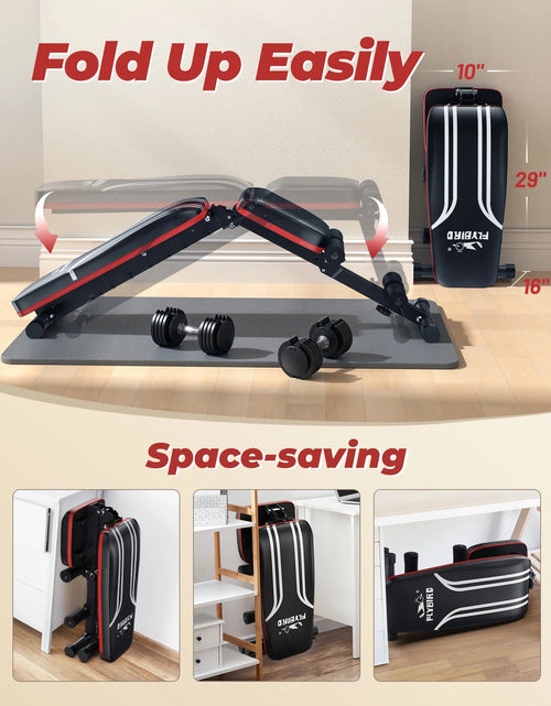 Load image into Gallery viewer, Adjustable Folding Weight Bench for Home Gym, Includes Resistance Bands
