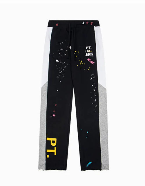 Load image into Gallery viewer, Men'S Designer Spring Graffiti-Print Sports Trousers: Letter-Print, Colour-Blocked, Drawstring, Splash-Paint Street Style
