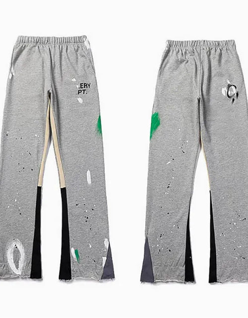 Load image into Gallery viewer, Men'S Designer Spring Graffiti-Print Sports Trousers: Letter-Print, Colour-Blocked, Drawstring, Splash-Paint Street Style

