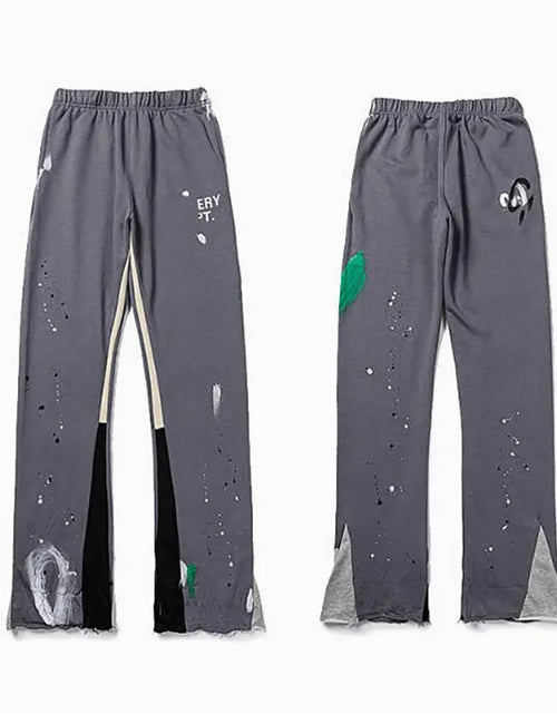 Load image into Gallery viewer, Men'S Designer Spring Graffiti-Print Sports Trousers: Letter-Print, Colour-Blocked, Drawstring, Splash-Paint Street Style
