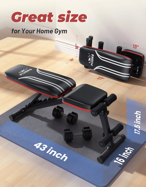 Load image into Gallery viewer, Adjustable Folding Weight Bench for Home Gym, Includes Resistance Bands
