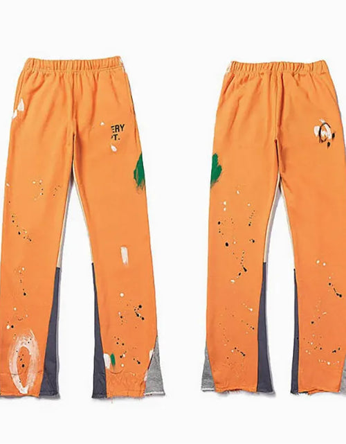 Load image into Gallery viewer, Men'S Designer Spring Graffiti-Print Sports Trousers: Letter-Print, Colour-Blocked, Drawstring, Splash-Paint Street Style
