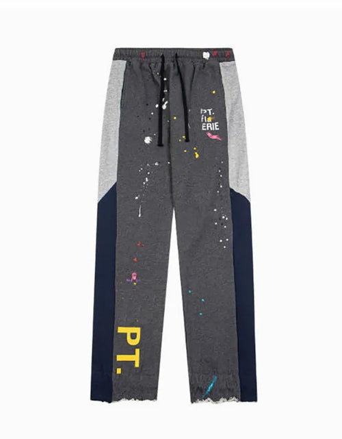 Load image into Gallery viewer, Men'S Designer Spring Graffiti-Print Sports Trousers: Letter-Print, Colour-Blocked, Drawstring, Splash-Paint Street Style
