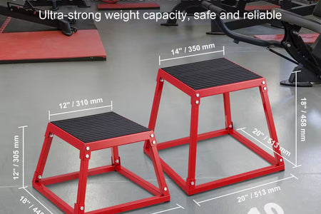 Plyometric Jump Box, 18 In. Plyo Box, Steel Plyometric Platform and Jumping Agility Box, Anti-Slip Fitness Exercise Box